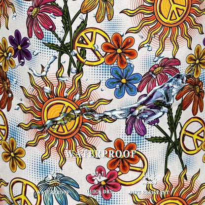 Colorful Hippie Peace Flowers Laundry Basket Foldable With Handles Tote Bag Oxford Cloth Funny Laundry Hamper Clothes Storage Bucket Toy Organizer For Bathroom/Laundry/Bedroom 18.9"x16.5 "
