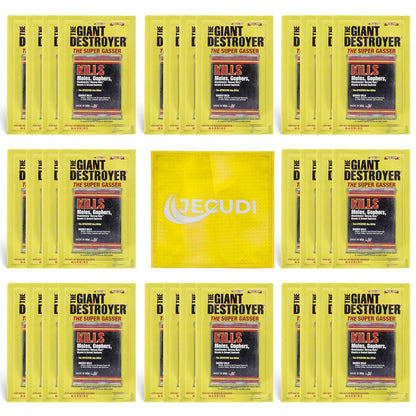 Giant Destroyer Smoke Bomb Gasser – Rodent & for Gophers, Moles, Groundhogs & Rats – 32pk (128 Tubes) + Jecudi Towel