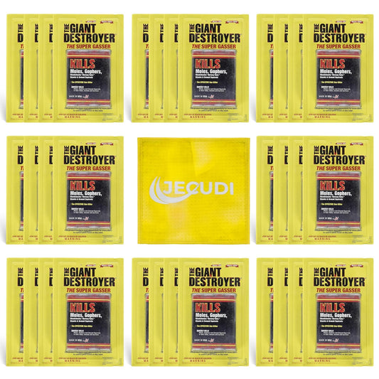 Giant Destroyer Smoke Bomb Gasser – Rodent & for Gophers, Moles, Groundhogs & Rats – 32pk (128 Tubes) + Jecudi Towel