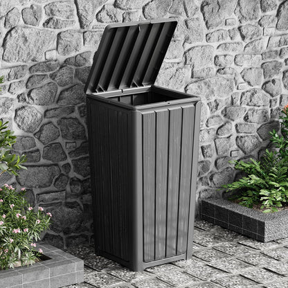 23 Gallon Outdoor Trash Can Waterproof Resin Garbage Can with Lid Outside Trash Bin for Porch Backyard, Deck, Patio, Kitchen Trash Can