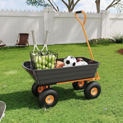 Garden Dump Cart - 600Lb Capacity Heavy Duty Yard Utility Garden Cart with Removable Dump Bed, All-Terrain Tires & 180° Adjustable Handle for Soil, Plants, Tools