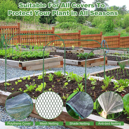 8 Sets 41.3"x31.5" Garden Hoops for Raised Beds, Greenhouse Hoops Grow Tunnel Durable Removable Row Cover Hoops for Garden Netting DIY Kits with 24 Clips