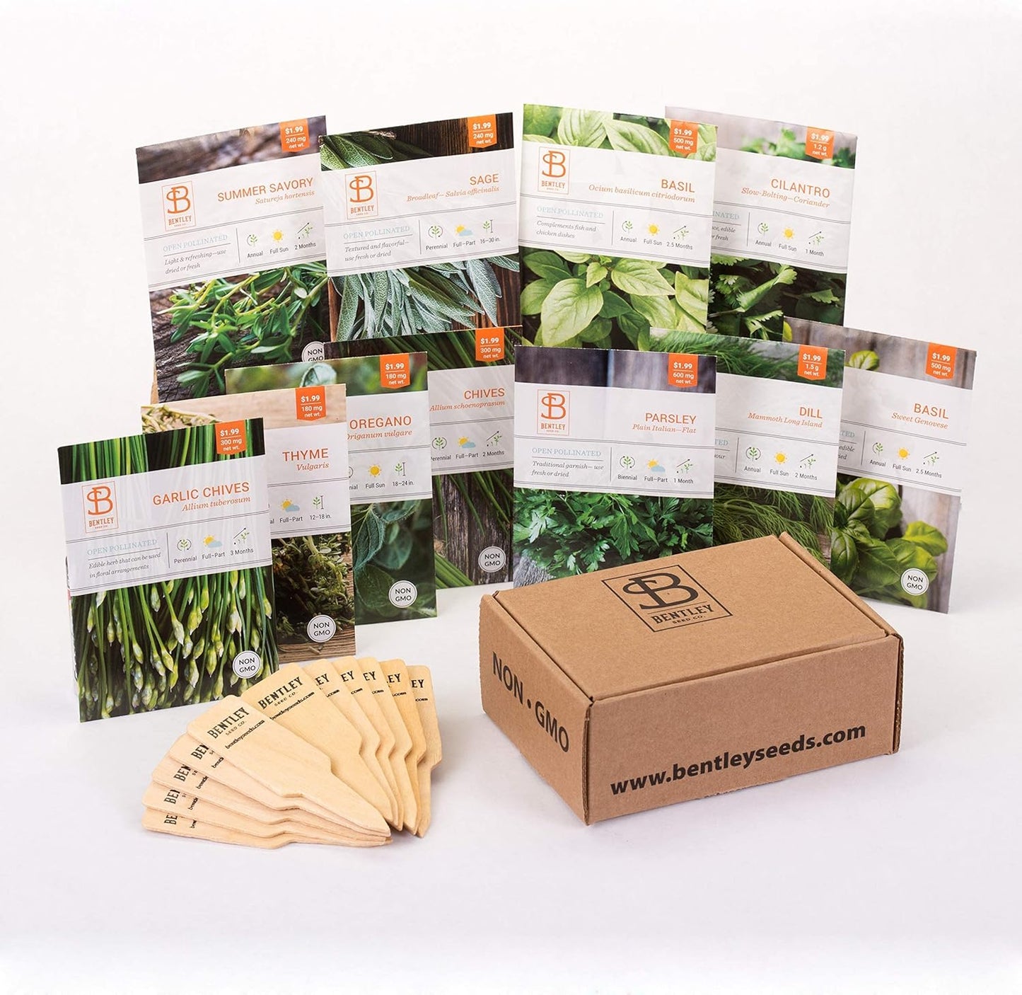 Bentley Seed Garden Variety Pack - Non-GMO Heirloom Vegetable Seeds for Planting - Assorted Herb Collection - 11 Herb Packets