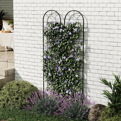 4 Pack 55.1x11.8 in Garden Trellises for Climbing Plants, Sturdy Plant Trellises with Black Metal Coating, Arched Outdoor Decoration for Patio Lawn, Roses, Vines, Flowers, and Vegetables