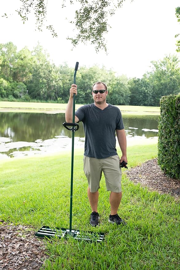 Lawn Leveling Rake 30x10 inch, Anti Flip - Heavy Duty Leveling Tool, Steel Handle, and Rake Head– Includes Gloves, Planting Mat, and Garden Shears – Yard Leveler for Lawn Garden, Soil, Sand, and Grass
