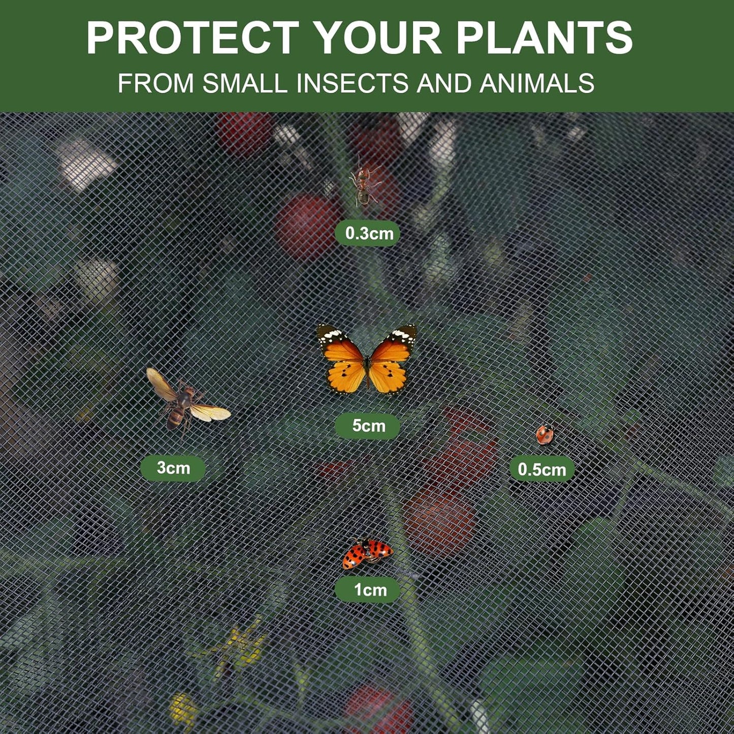 Thicken Garden Netting Plant Covers 6.6 x 33 Ft Insect Netting for Garden Mesh Netting Nano PP for Vegetable Fruits Reusable Plants Netting Covers Protect Garden Plants from Insects Birds,Black