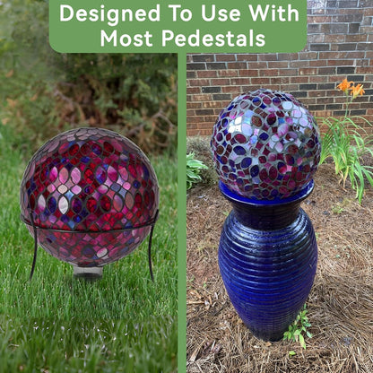 Lily's Home Colorful Mosaic Glass Gazing Ball, Designed with a Stunning Holographic Petal Mosaic Pattern to Bring Color to Any Home and Garden, Red, Blue & Purple (10 Inches Dia.)