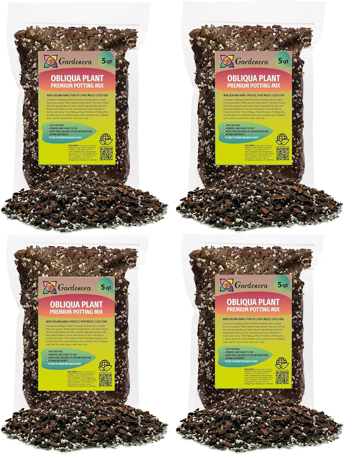 GARDENERA Trusted Monstera Obliqua Soil Mix - Strong and Healthy Plants by Gardenera - 20 Quart (4 Bags of 5 Quart)