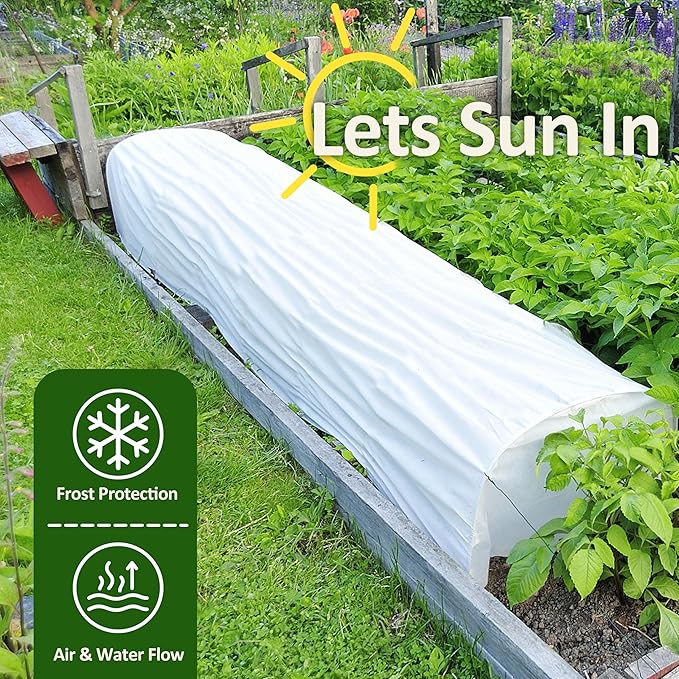Gardzen 1.5 oz Plant Covers Freeze Protection, Reusable 10ft x 30ft Floating Row Covers, Thicker Frost Blankets for Outdoor Plants, Pests Protection, White