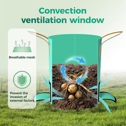 4 Pack 15 Gallon Potato Grow Bags,PE Garden Planter Bag with Breathable Screen Window Reinforced Handles for Potatoes Tomatoes Carrots Onions
