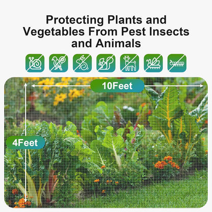 Garden Netting Pest Barrier: 4'x10' Fine Bug Netting for Garden Protection Row Cover Raised Bed Screen Mesh Greenhouse Mosquito Net, Protecting Tree Plants Vegetable Flowers Fruits