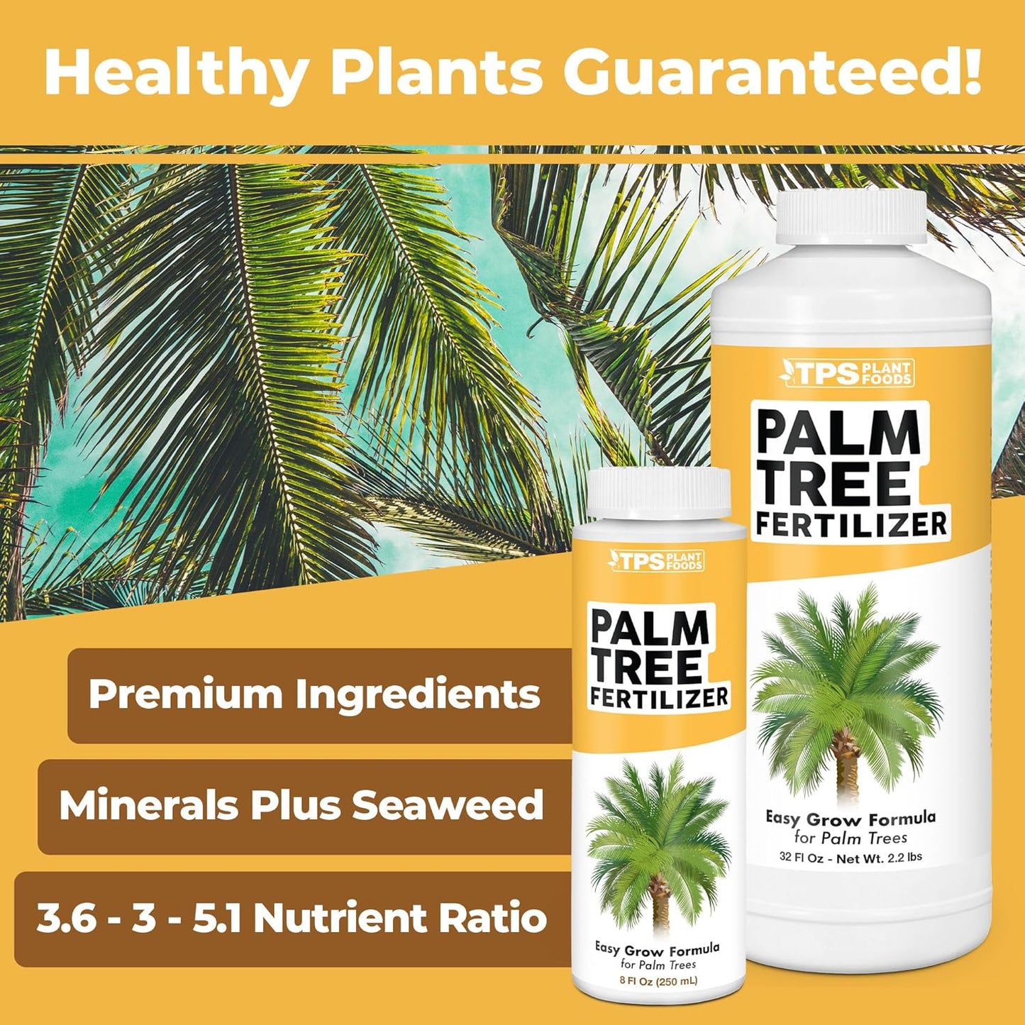 Palm Tree Fertilizer for All Palms and Ferns, Liquid Plant Food, 32 oz (1 Quart)