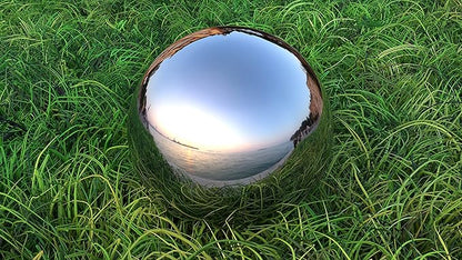 Lulu Decor, Silver Stainless Steel Gazing Mirror Ball Size 12 with Stand