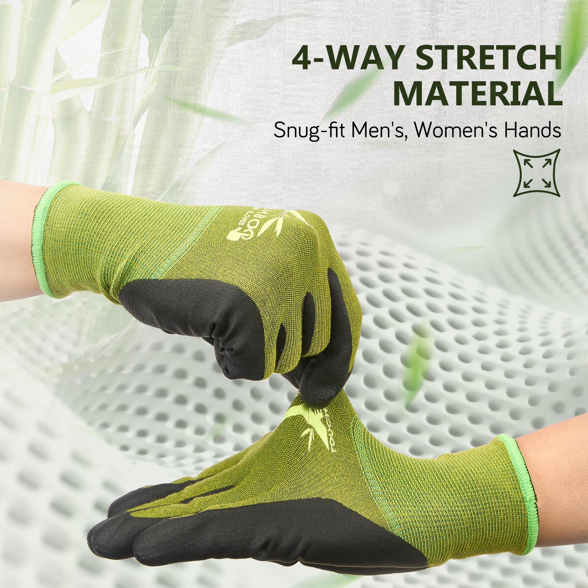 COOLJOB 2 Pairs Gardening Gloves for Women and Men, Bamboo Working Gloves Touchscreen, Grippy