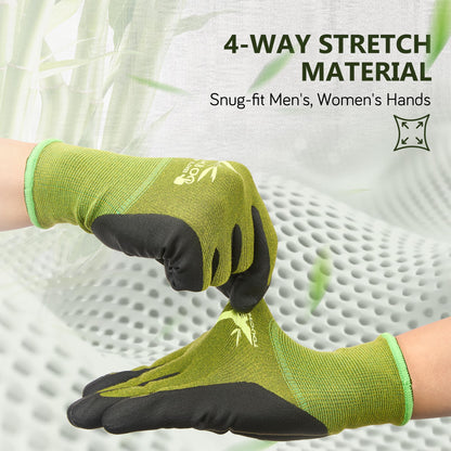 COOLJOB 2 Pairs Gardening Gloves for Women and Men, Bamboo Working Gloves Touchscreen, Grippy