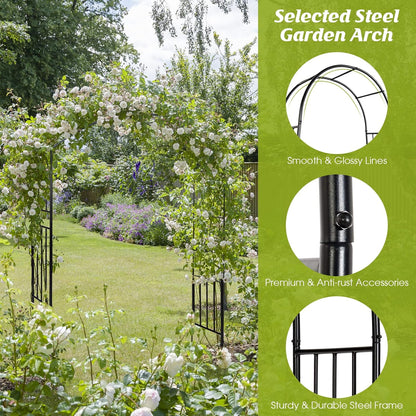 S AFSTAR Metal Garden Arch, 7.2ft/86 Outdoor Arbor for Various Climbing Plant Flower, Arch Trellis for Wedding Garden Bridal Party Festival Decoration, Easy-to-Assemble