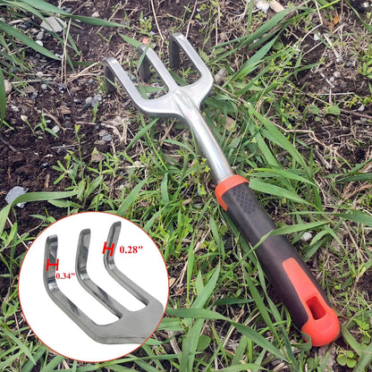 Garden Tools Set, 4 Piece Aluminum Hand Tool Kit with Ergonomic Handle, Heavy Duty Gardening Tools Include Hand Trowel, Transplant Trowel, Hand Rake and Weeder (Orange)