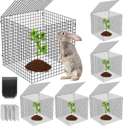 5 Pack Plant Protector from Animals, Square Metal Plant Cages Chicken Wire Cover Mesh Plant Cage, Garden Plant Protector for Plants Flower Vegetable to Keep Animals Out (12x12 in)