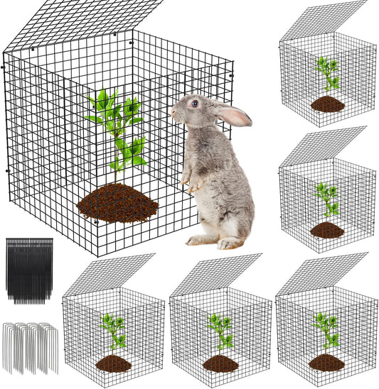 5 Pack Plant Protector from Animals, Square Metal Plant Cages Chicken Wire Cover Mesh Plant Cage, Garden Plant Protector for Plants Flower Vegetable to Keep Animals Out (12x12 in)