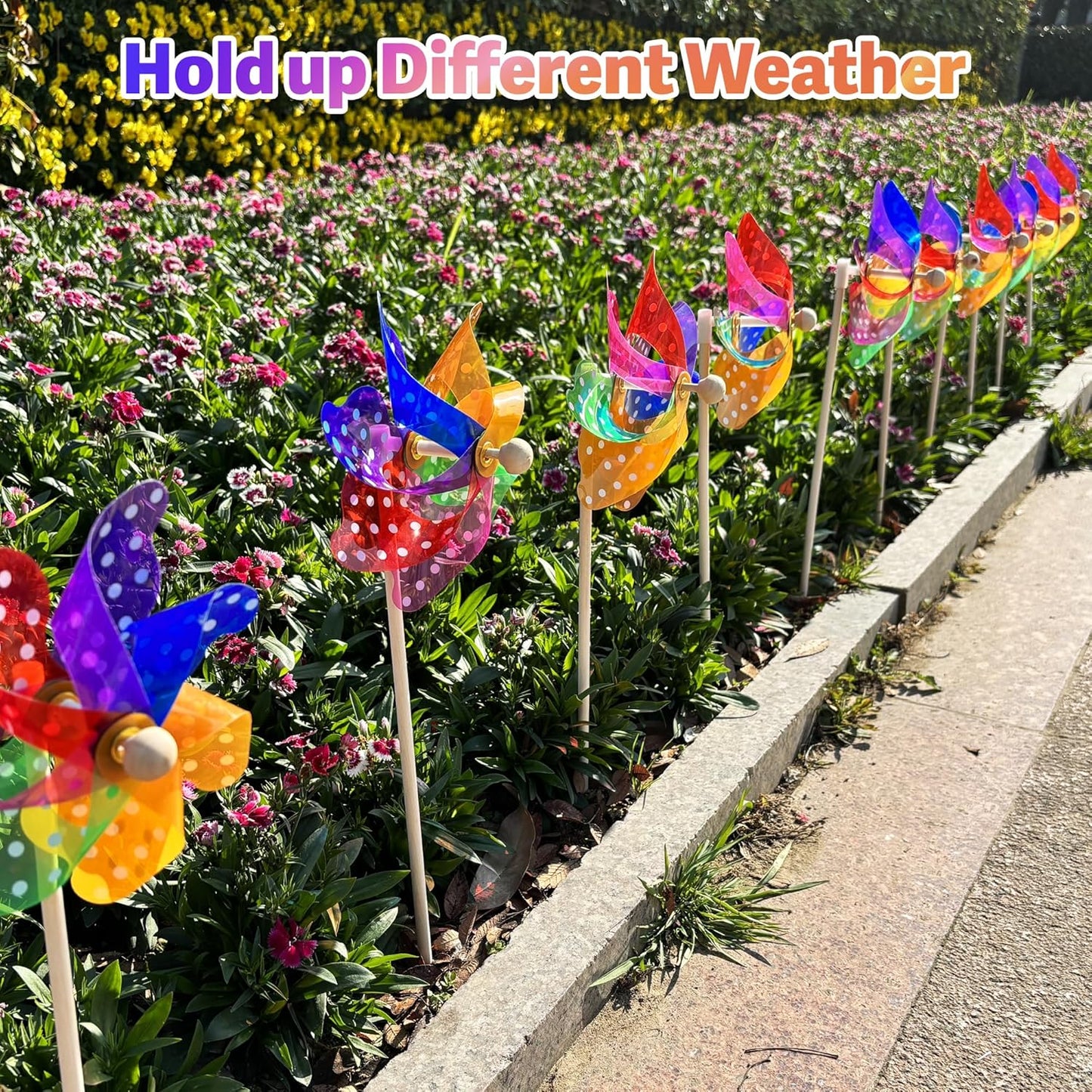 IilLittle 10 Pack Rainbow Pinwheel, No Assembly Required, Pinwheels for Kids, Pinwheels for Yard and Garden, Kids Party Decoration, Lawn Decoration, Picnic Party Decorations