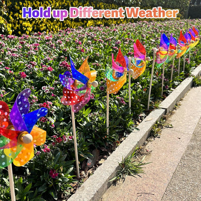 IilLittle 10 Pack Rainbow Pinwheel, No Assembly Required, Pinwheels for Kids, Pinwheels for Yard and Garden, Kids Party Decoration, Lawn Decoration, Picnic Party Decorations