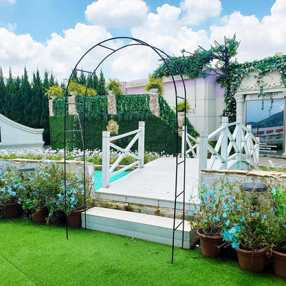Iron Pergola Arbor Practical, 7.9 Feet High x 4.6 Feet Wide, Assemble Easily for Various Climbing Plant Wedding Garden Arch Bridal Party Decoration Wide Arbor