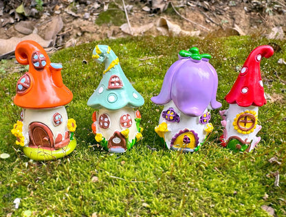 Mini Mushroom House Set - 4pcs Miniature Houses and 3pcs Mini Mushrooms for Fairy Gardens, Micro Landscapes, Moss Decorations (Mushroom House)
