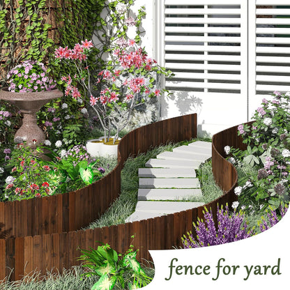 Wood Garden Edging Border Wooden Garden Fence No Dig Landscape Edging Lawn Fence Border Decorative Flower Bed Border Courtyards Planting Tree Fence Yard Patio Path Edging -11.8" H x 48" L (1PACK)