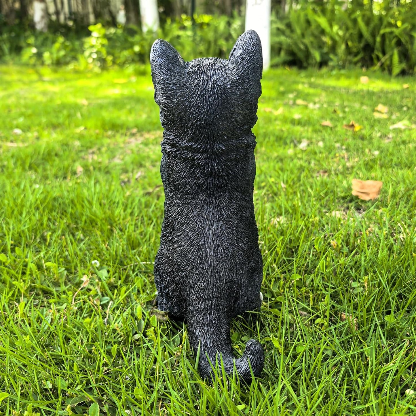 Playful Cat Statue Kitten Sculpture for Garden,Black & White Cat Figurine Decorative for Patio,Cute Outdoor Fairy Flower Bed Lawn Yard Ornament