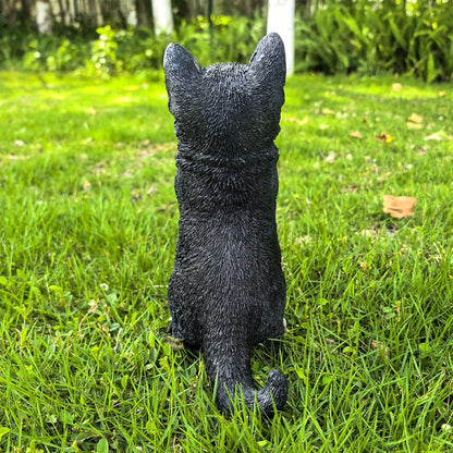 Playful Cat Statue Kitten Sculpture for Garden,Black & White Cat Figurine Decorative for Patio,Cute Outdoor Fairy Flower Bed Lawn Yard Ornament
