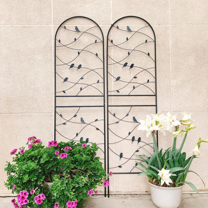 Metal Garden Trellis Rustproof Trellis for Climbing Plants Outdoor Flower Support Bird Deco (Black-2 Pack, 71"x19.7")