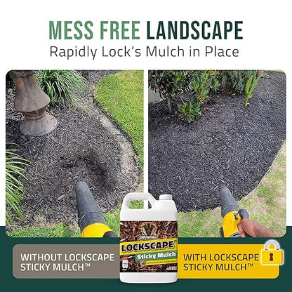 PetraMax Lockscape 64 oz Ultimate Mulch Glue for Landscaping Bundle with HD101, 1 Gallon Pump Garden Sprayer for Easy Hold Landscape