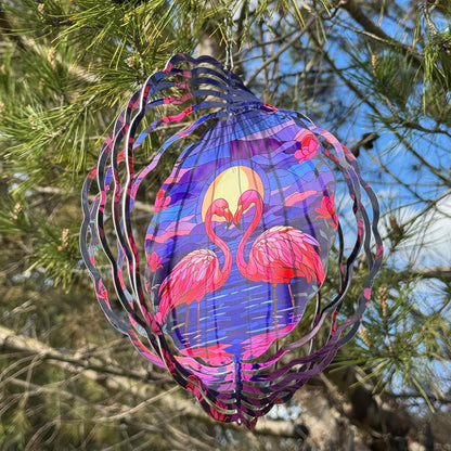 Flamingo Wind Spinner, 3D Hanging Stainless Steel Garden Spinner, Wind Spinner Hanging for Outdoor & Indoor Décor, Unique Gifts for Yard Garden Decoration or Patio Décor (Flamingo)
