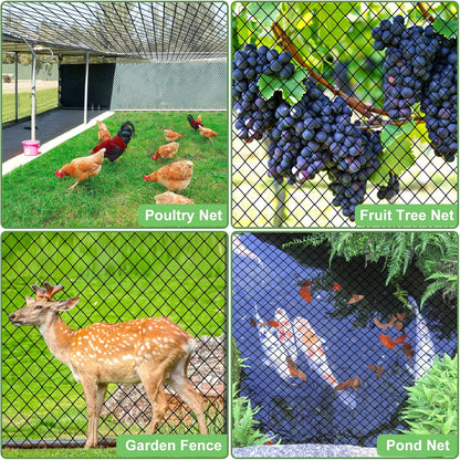 Bird Netting, Garden Netting with 3/4” Mesh Net as Poultry Netting for Chicken Coop, Heavy Duty Nylon Netting for Garden Protection, Fruit Tree Netting for Orchard Against Squirrels, Deer