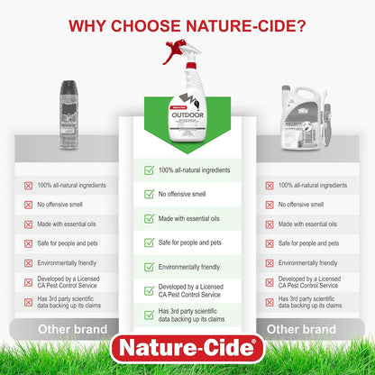 Nature-Cide Outdoor. Insecticide and Repellent. All Natural Pest Repellent, Roach, Spider, Mosquito and Ant Spray to Keep Your Home Safe. No Strong Odor. 32 oz
