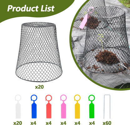 20Pcs Chicken Wire Cloche Plant Covers, 9.2×9.2 Inches Plant Protectors from Animals, Metal Garden Plant Cages for Outdoor Plants, Keep Rabbits, Squirrels, Birds Out