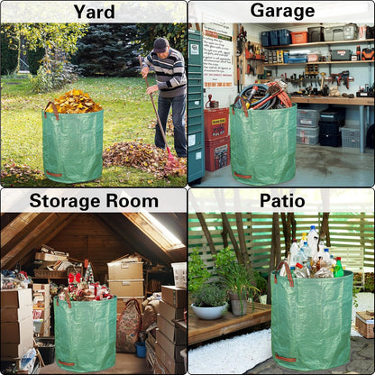 Gardzen 3-Pack 72 Gallon Yard Waste Bags, Reusable Heavy Duty Collapsible Garden Leaf Bags with Plastic Ring, Stand-Up Yard Waste Bin for Leaves, Lawn Debris & Grass Clippings