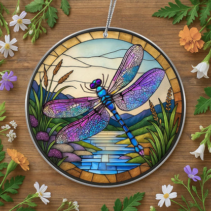 Dragonfly Gifts for Women, Dragonflies Decor Suncatcher Effect, Dragon Fly Stained Glass Effect, Dragonfly Ornaments for Christmas Tree Decoration, Birthday Gift for Mom (Nature’s Melody)