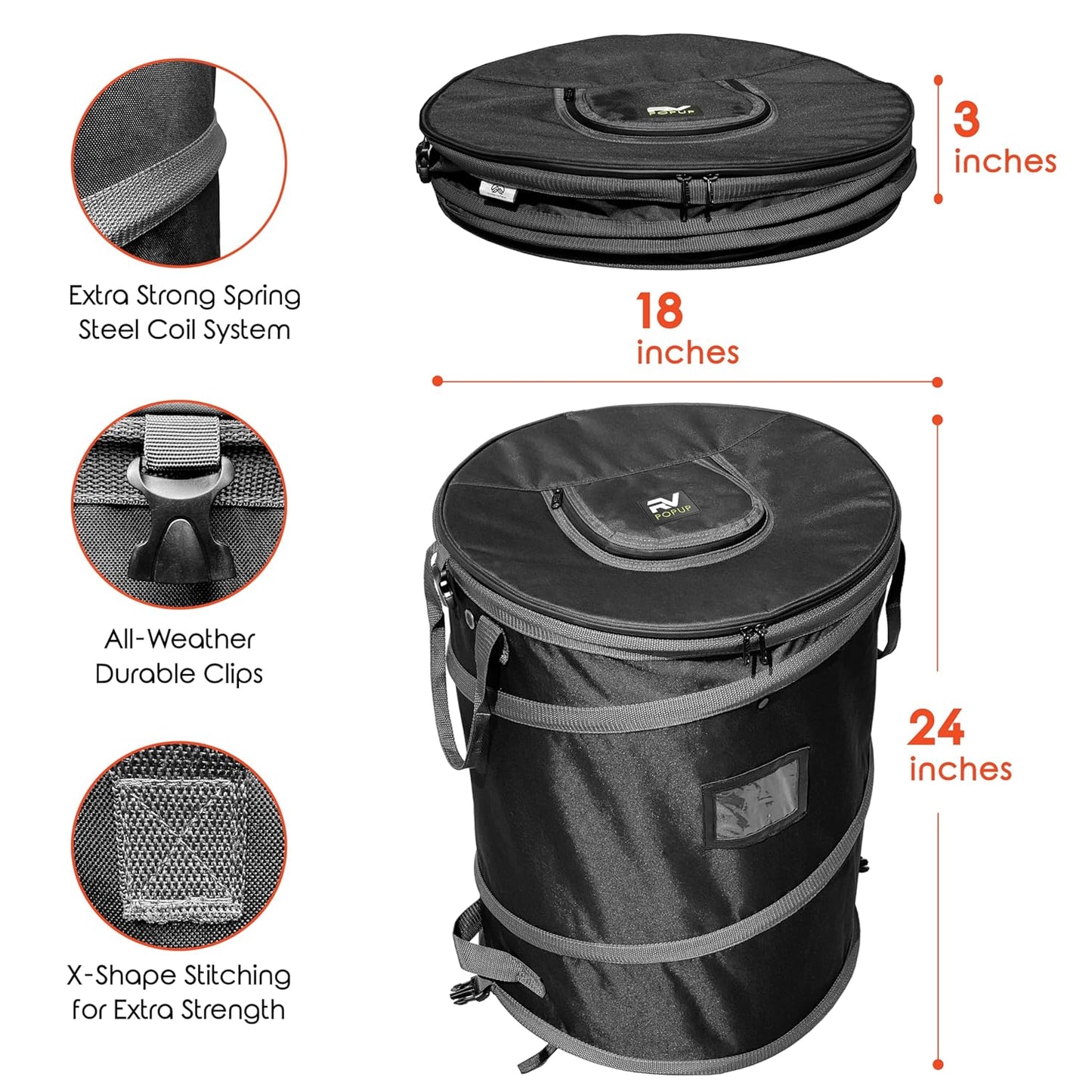 Collapsible Bin Trash & Recycle/Utility, Perfect for Camping, Laundry, Storage and Garden, Waterproof Vinyl and Tear Resistance, Trash and/or Recycle, Two 13 Gallon Bags