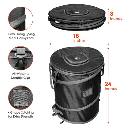 Collapsible Bin Trash & Recycle/Utility, Perfect for Camping, Laundry, Storage and Garden, Waterproof Vinyl and Tear Resistance, Trash and/or Recycle, Two 13 Gallon Bags