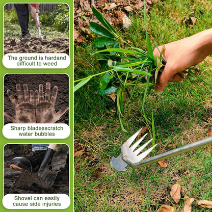 Weed Puller Tool, Rubber Handle Weed Remover Tool, Manual Weeder,V-Shaped Weeding Tool, 4 Teeth Weeding Tool,Planting and Weeding for Garden, Patio, Backyard Farm(2PC)
