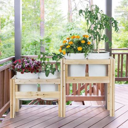 Greenes Fence Two-Tiers Four Bucket Elevated Cedar Wood Garden Frame, 54 in. x 16 in. x 30 in. - Made in USA with North American Cedar