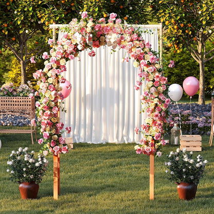 Moccha 7.7 FT Garden Arbor, 93" Wood Arbor Trellis for Climbing Plants, Rose, Ivy, Outdoor Archway Pergola, Solid Wood Backdrop Stand, Garden Arch for Lawn Patio Bridal Party Pathway Ceremony Wedding