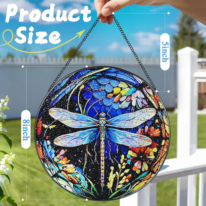 8 Inch Stained Glass Suncatcher Ornament, DOUHASU Dragonfly Sun Catchers Indoor Window, Stained Glass Window Hanging, Home Decor, Dragonfly Lovers Gifts for Women, Mom, Grandma, Friend