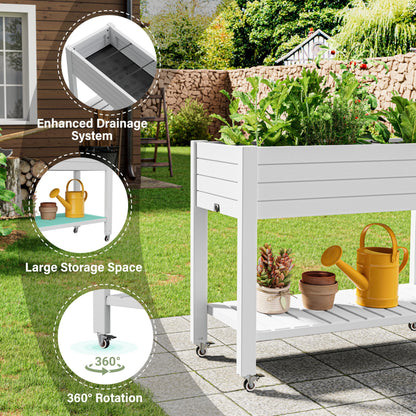 WTFGO Elevate 33.7" Tall Raised Garden Bed with Wheels, Divisible Resin Planter Box with Drainage