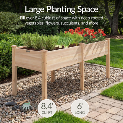 Best Choice Products 72x24x30in Raised Garden Bed, Elevated Wood Planter Box Stand for Backyard