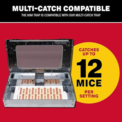 Catchmaster Multi-Catch Mouse Trap 12-Pack Refill, Humane Mouse Traps Indoor for Home, Includes Replaceable Glue Boards, Live Catch Pest Control for Garage & Shed