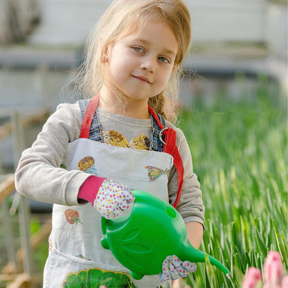 HANDLANDY 4 Pairs Kids Gardening Gloves, Girls Boys Children Garden Work Play Gloves (Pink Dot, Medium)