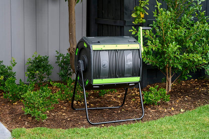 Maze 48 Gallon Outdoor Compost Bin Tumbler for Food Waste - Outdoor Compost Bin for Kitchen Garden & Homestead Heavy Duty Dual Chamber Waste Recycling Machine