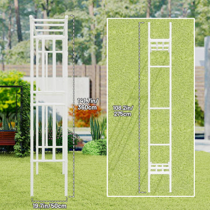 Flat Top Garden Arch Trellis 11FT x 9FT, Super Large Arbor Trellis for Climbing Plants Outdoor 141.7in x 108in x 19.7in, Metal Garden Frame for Backyard, Lawn, Archway, Wedding Decoration, Patio White